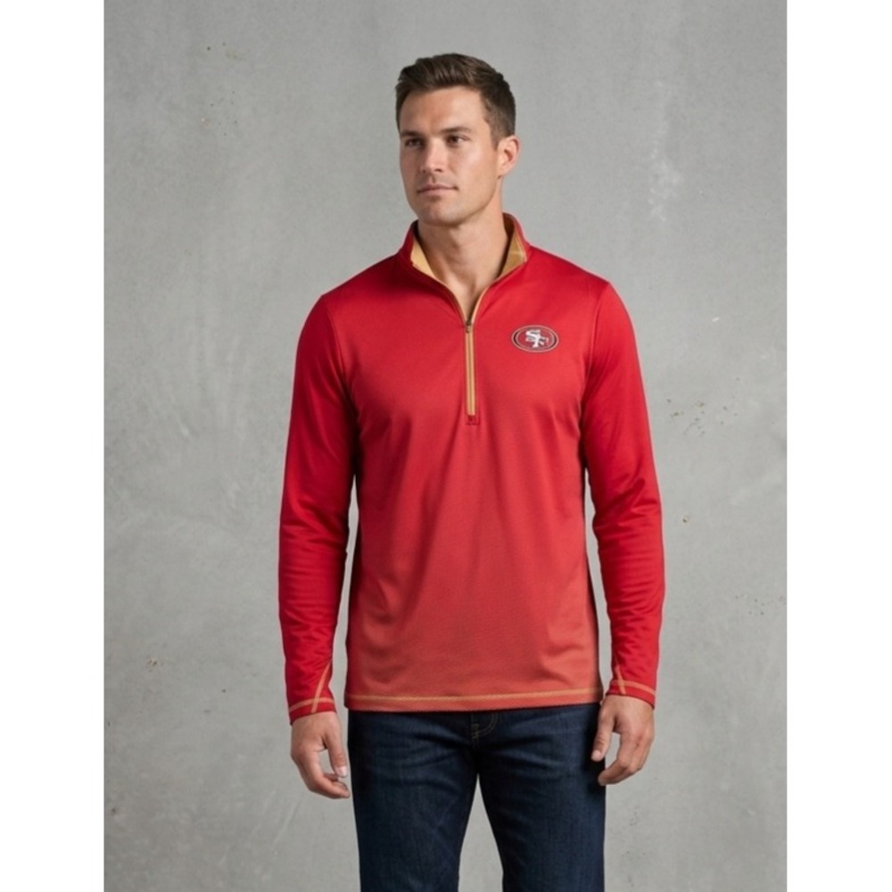 Majestic San Francisco 49ers NFL Therma Base Quarter Zip Pullover Red XL